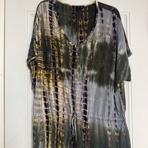 Earthy Tie-Dye V-Neck Top